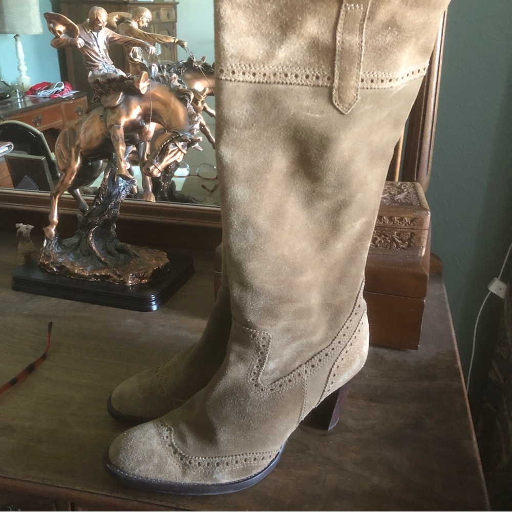 LAST CALL! Suede Wingtip Tall Boots Michael Shannon